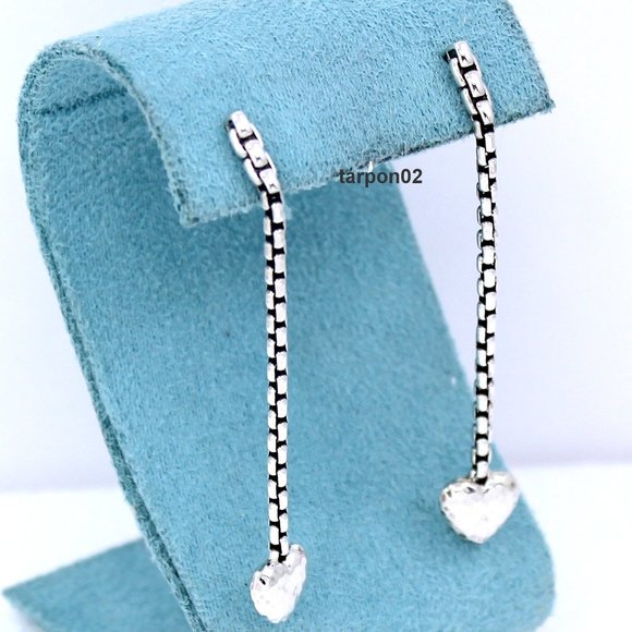 John Hardy JAI Sterling Silver Heart Symbols of Love Drop Earrings  2-1/2"  NIB - Picture 2 of 8